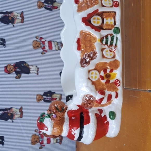 Mr. Moose Santa & Snowman gingerbread house Christmas holiday cracker tray - Picture 6 of 10